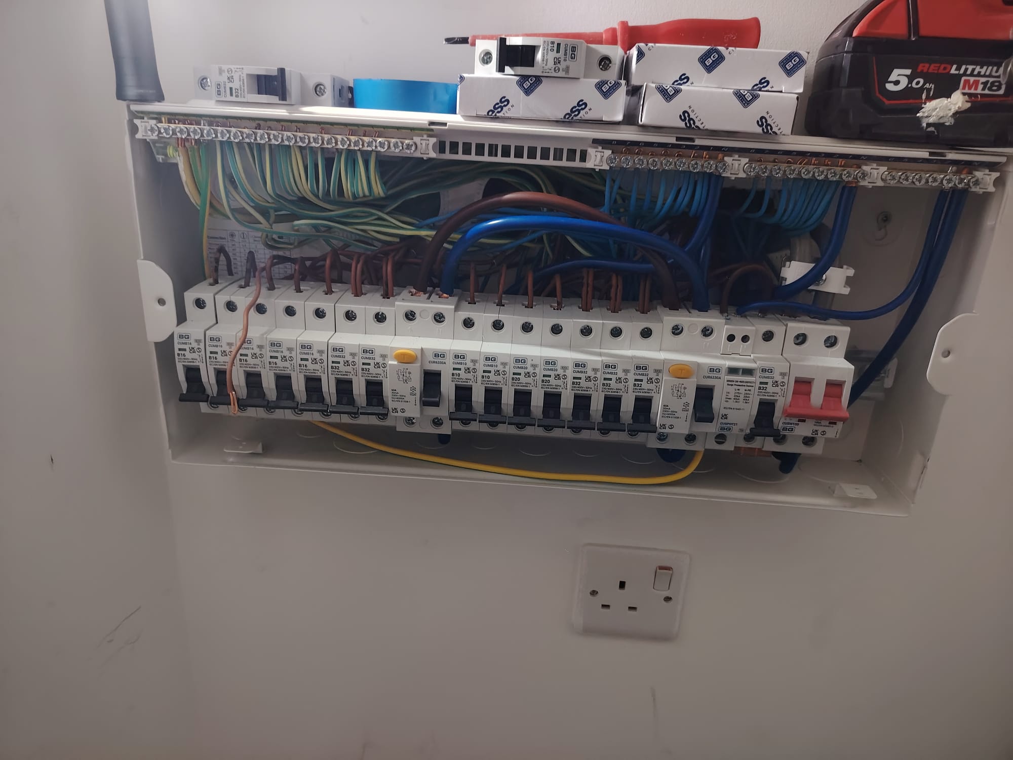 New consumer unit wired and labelled
