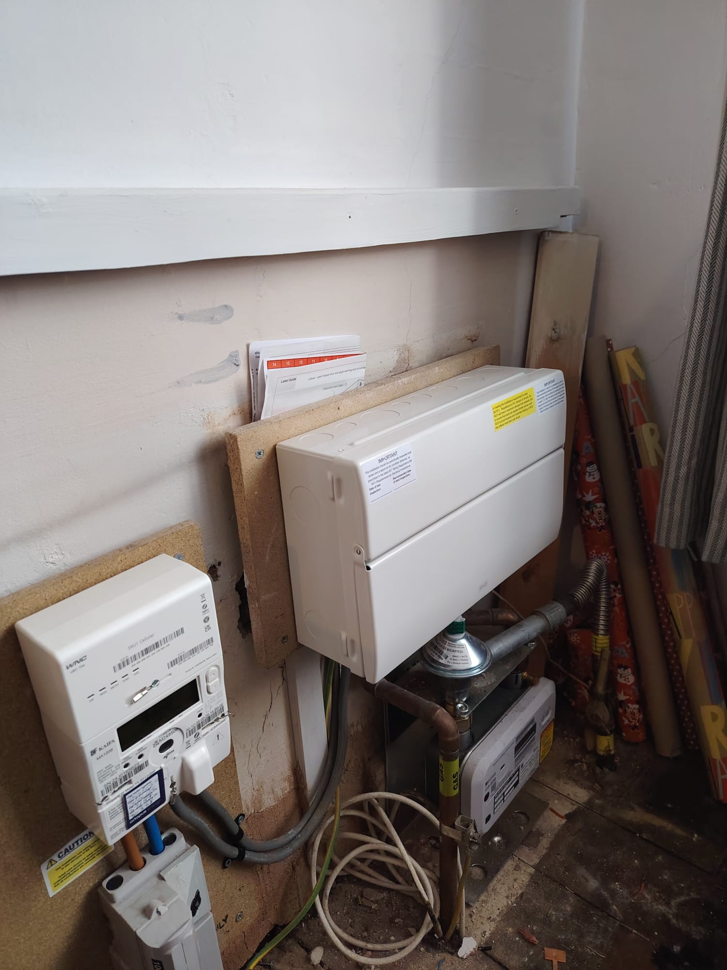 New consumer unit alongside existing meter